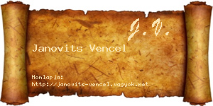 Janovits Vencel névjegykártya